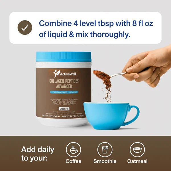 Chocolate Collagen Peptides Advanced - with Hyaluronic Acid & Vitamin C